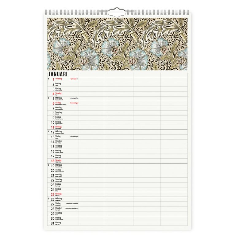 Familjekalender 2026 Morris, Övrigt