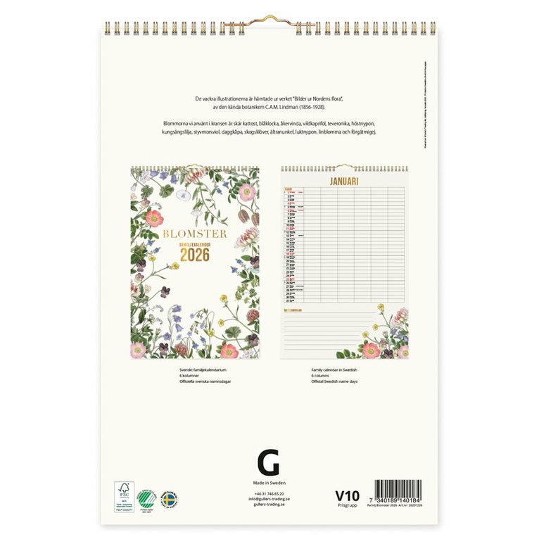 Familjekalender 2026 Blomster, Övrigt