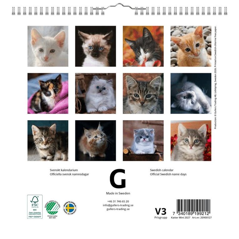 Väggkalender 2027 Katter mini, Övrigt