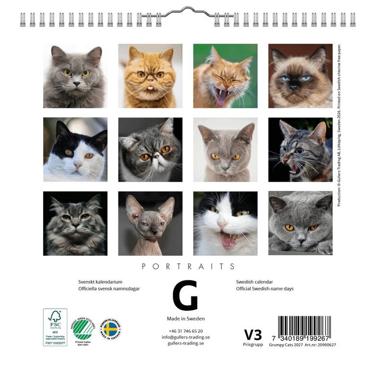 Väggkalender 2027 Grumpy Cats mini, Övrigt