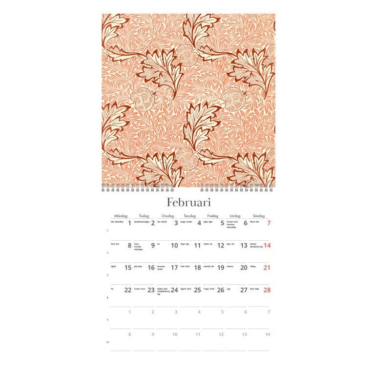 Väggkalender 2027 William Morris mini, Övrigt