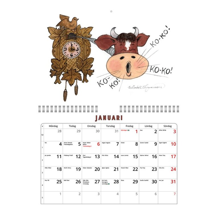 Väggkalender 2027 Glada kossan, Övrigt