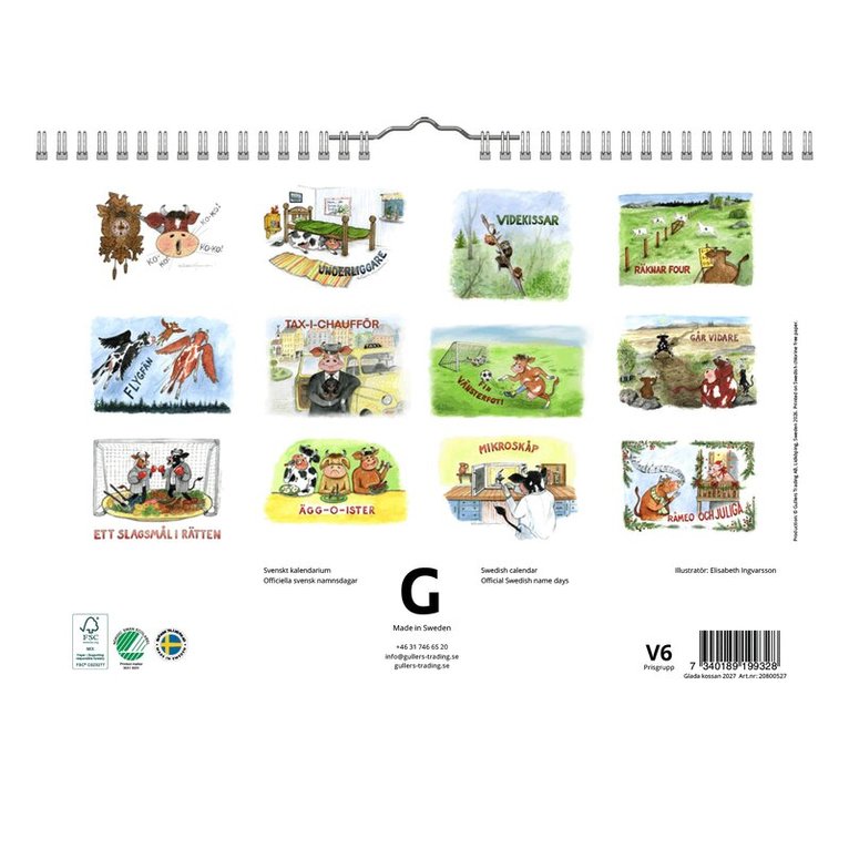 Väggkalender 2027 Glada kossan, Övrigt