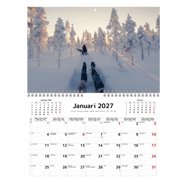 Väggkalender 2027 Four Season, Övrigt