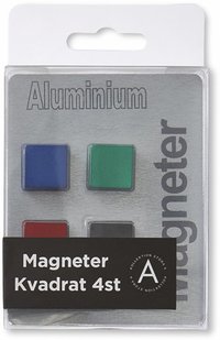 Magnet kvadrat aluminium 4-pack