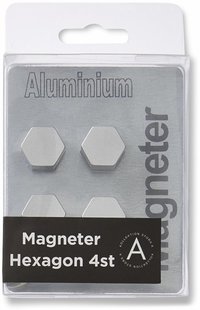 Magnet hexagon aluminium 4-pack