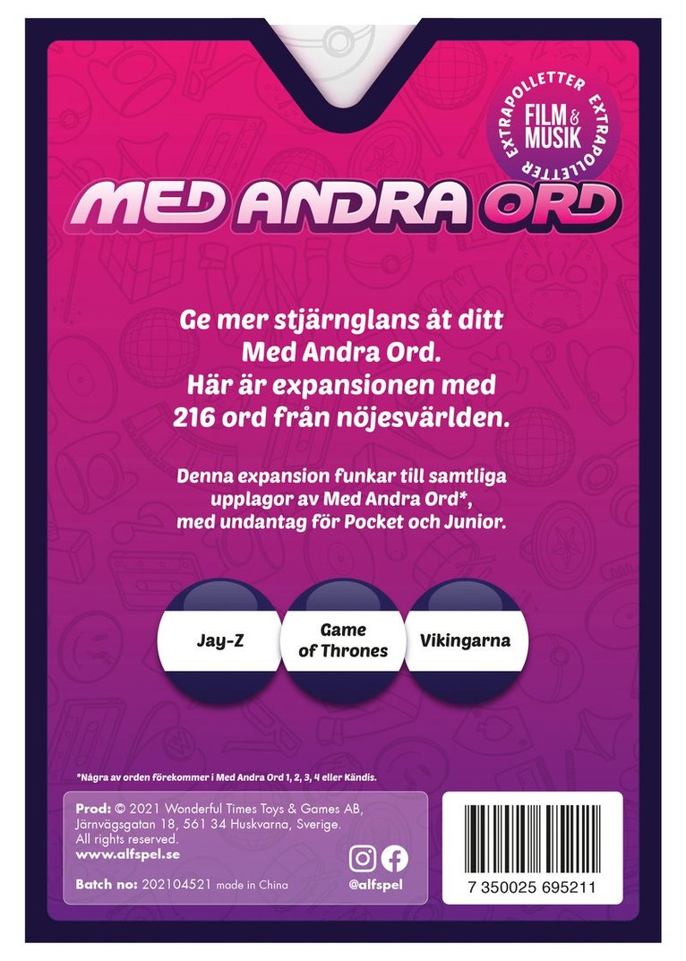Med andra ord - Film & Musik expansion, Övrigt