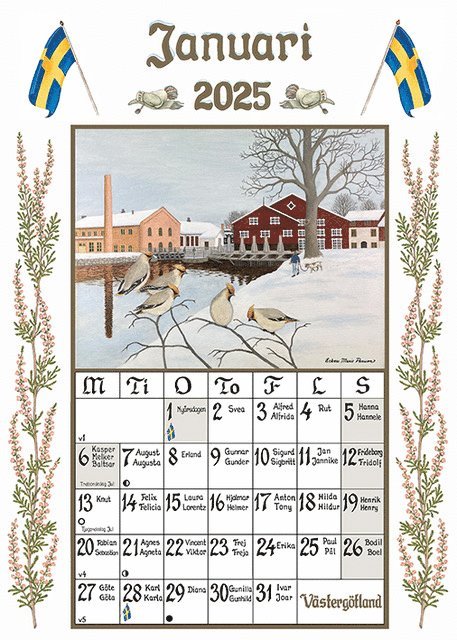 Väggkalender 2025 Sverigealmanackan A4, Övrigt