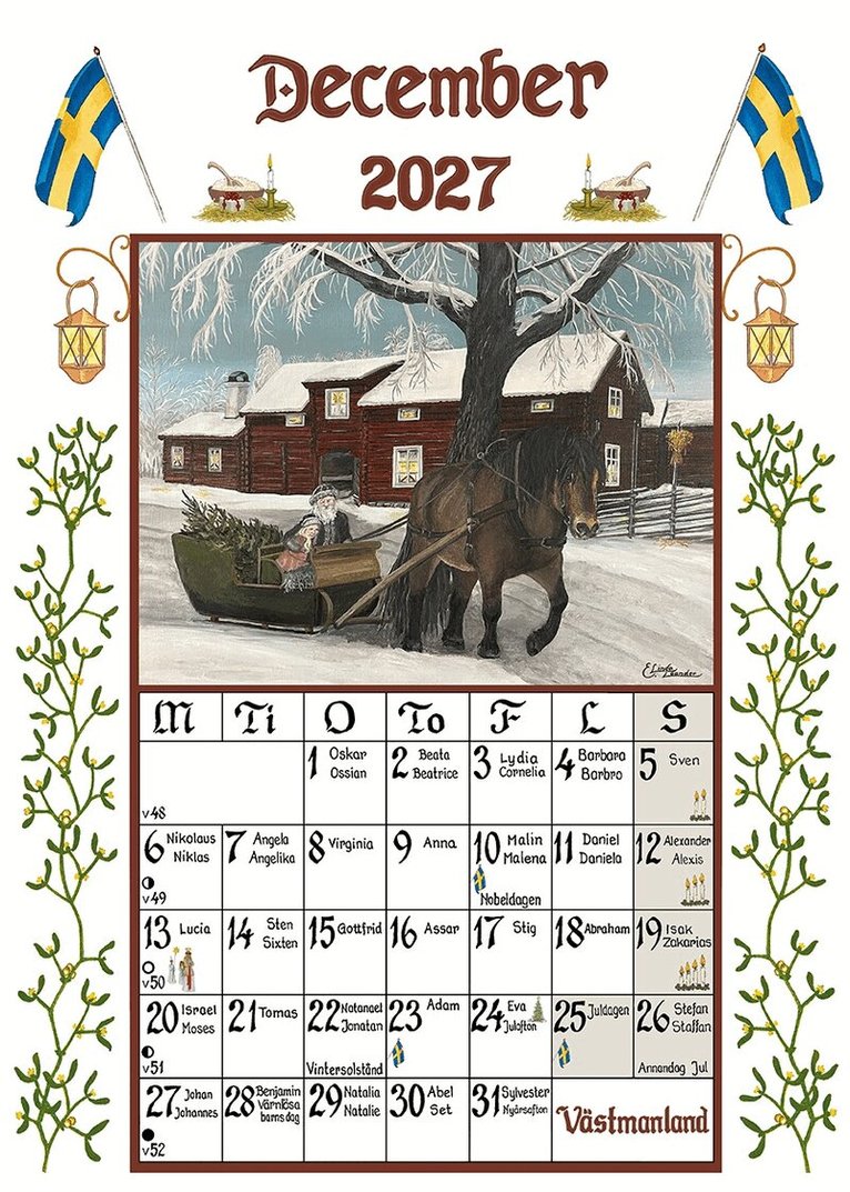 Väggkalender 2027 A4 Sverigealmanackan, Övrigt