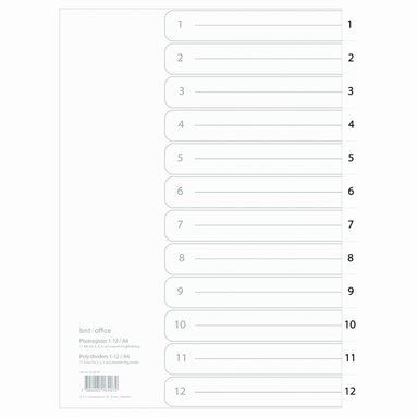 Register A4 1-12 plast grå, Övrigt