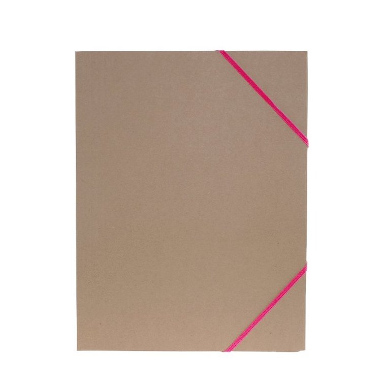 Gummibandsmapp A4 kartong rosa band natur 1