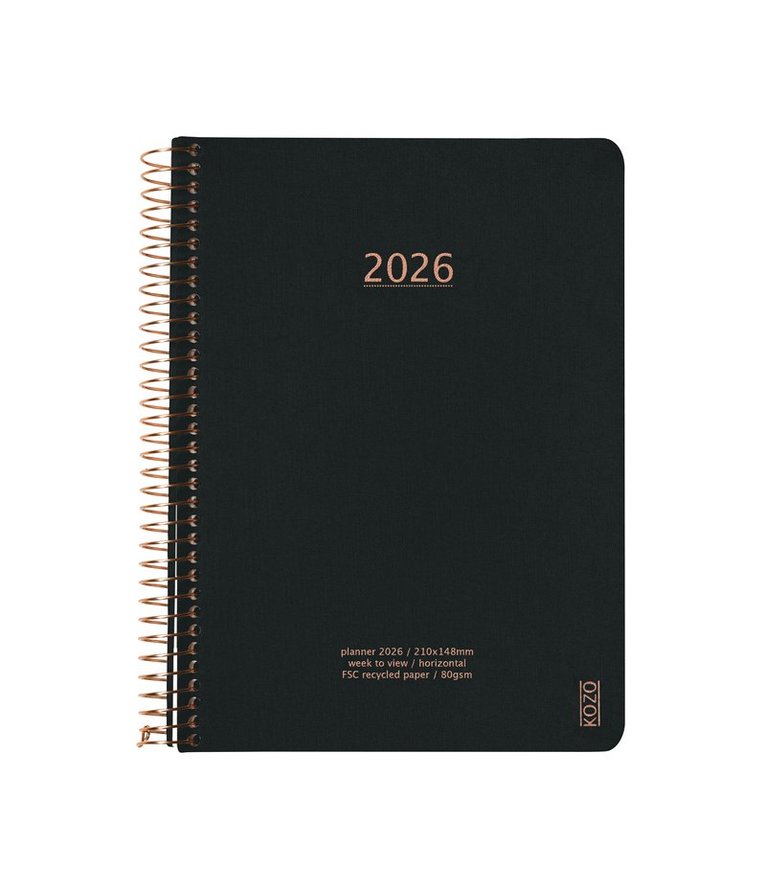 Kalender 2026 A5 Vecka/Uppslag Black, Övrigt