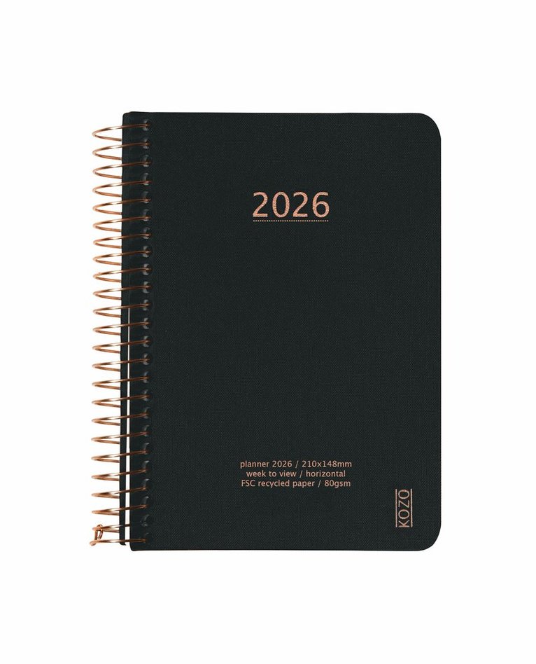 Kalender 2026 A6 Vecka/Uppslag Black, Övrigt