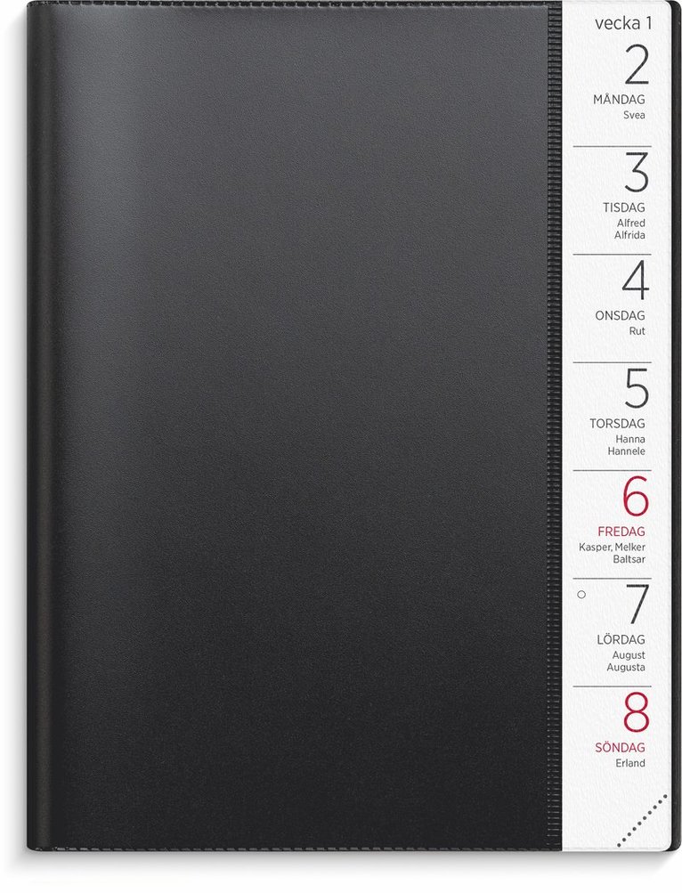 Kalender 2023 Stor Veckokalender plast svart 1