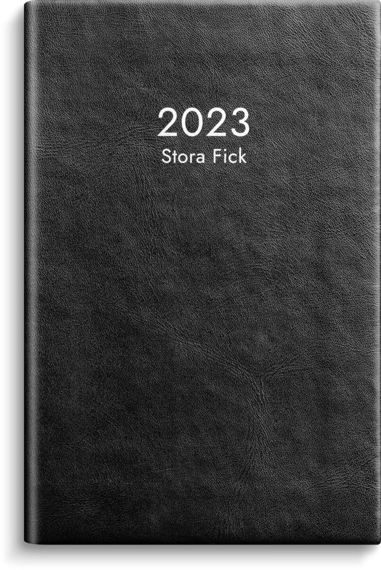 Kalender 2023 Stora Fick konstläder svart 1