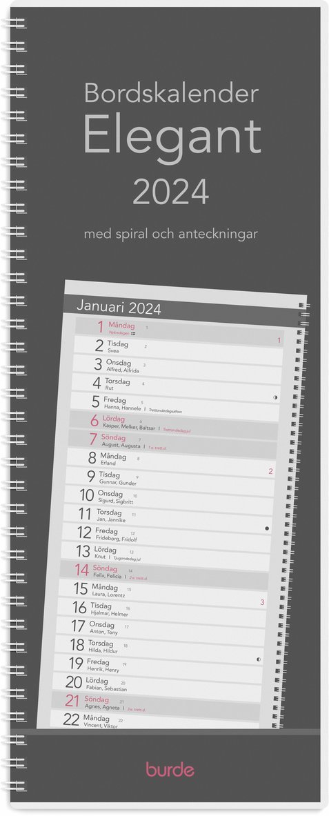 Kalender 2024 Bordskalender Elegant spiral 1