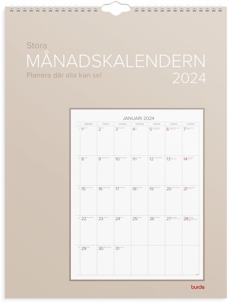 Väggkalender 2024 Stora Månadskalendern 1