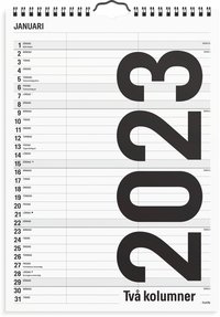 Väggkalender 2023 Black and white 2 kolumner