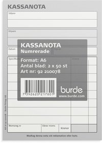 Kassanota A6, numrerad, 2 x 50 blad
