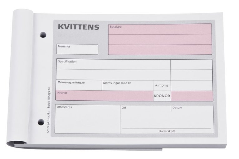 Kvittensblock A6L 2x50bl med 1 kopia, Övrigt