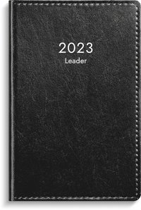 Kalender 2023 Leader inbunden konstläder svart