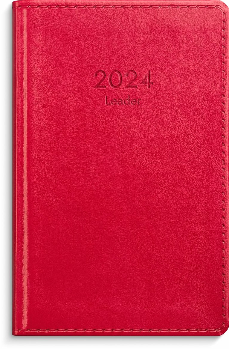 Kalender 2024 Leader rött konstläder 1