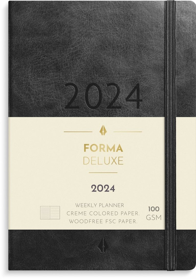 Kalender 2024 Liten Veckokalender Forma Deluxe svart 1