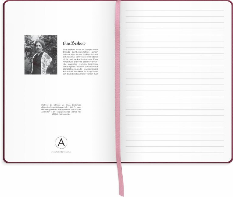 Anteckningsbok A5 Elsa Beskow Blomsterfesten vinröd, Övrigt