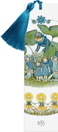 Bokmärke Elsa Beskow Blåsippor och tussilago blå