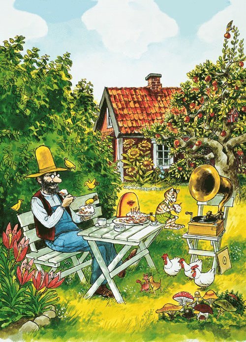 Kort Pettson och Findus äter tårta i trädgården, Övrigt