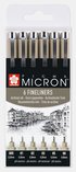 Fiberspetspenna Pigma Micron 6-pack svart, Övrigt