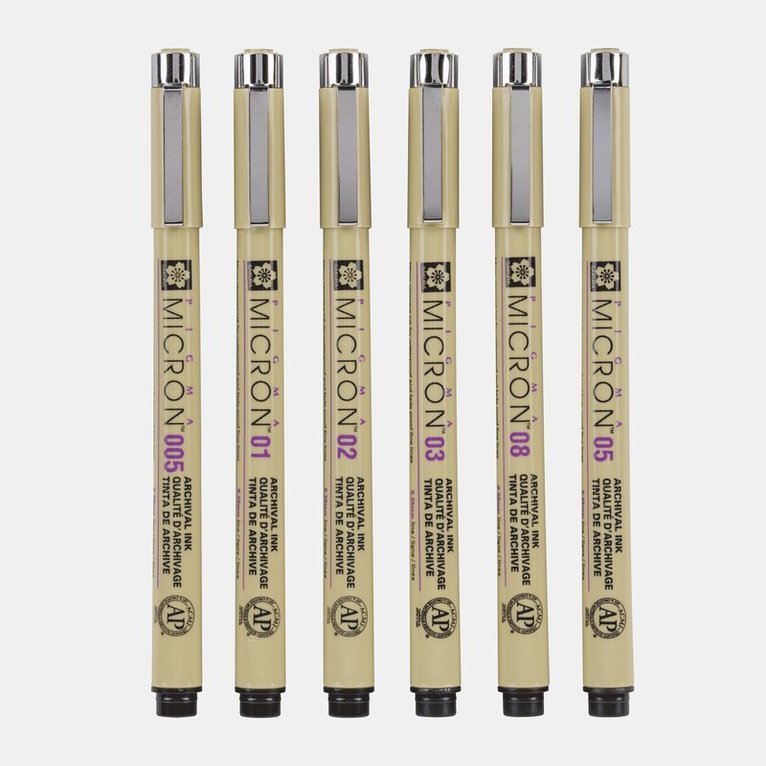 Fiberspetspenna Pigma Micron 6-pack svart, Övrigt