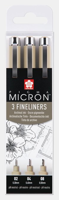 Fiberspetspenna Pigma Micron 3-pack svart