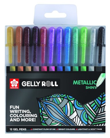 Gelpenna Gelly Roll Metallic 12 färger – Bläckpennor, Sakura