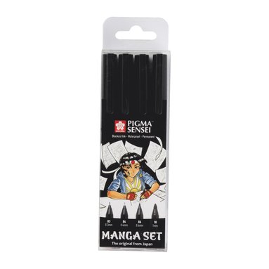 Tuschpenna Pigma Manga Sensei 4-pack svart, Övrigt