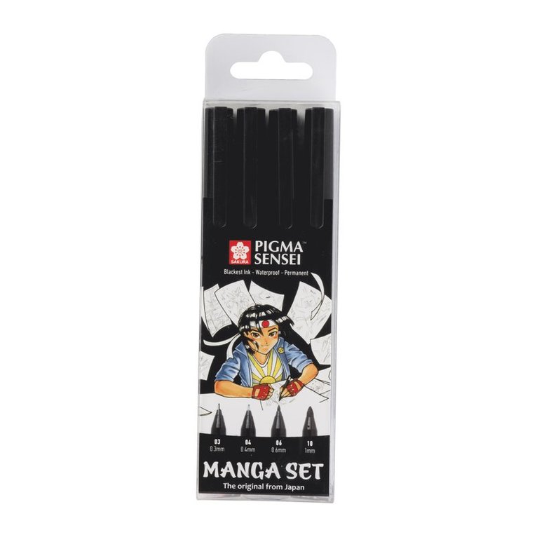 Pennset Pigma Manga Sensei 4-pack svart 1