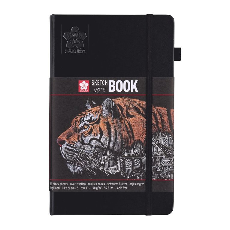 Skissbok 13x31cm Sakura svart papper