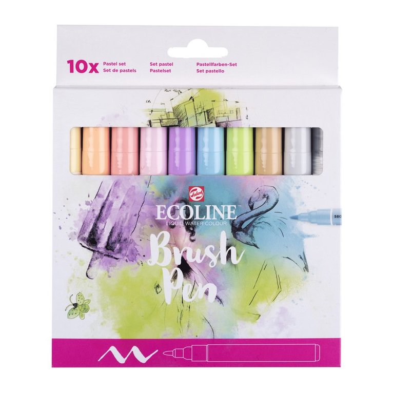 Fiberspetspenna Ecoline Brush Pen 10-pack pastell 1