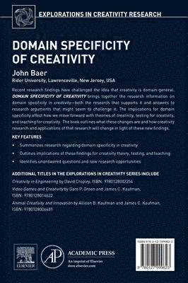 John Baer - Domain Specificity of Creativity, Inbunden