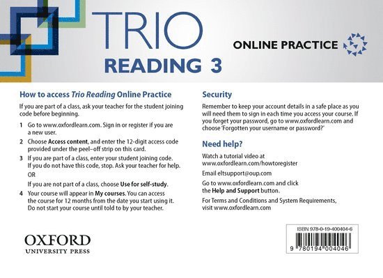 Trio Reading: Level 3: Online Practice Student Access Card 1