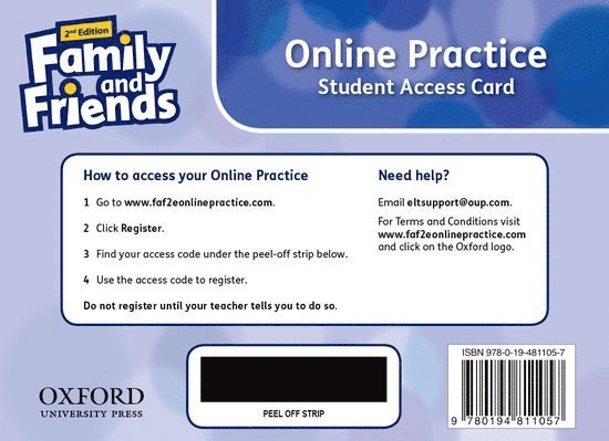 Family and Friends: Starter: Online Practice (Student) Access Card 1