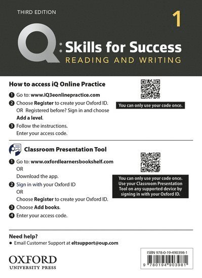 Q: Skills for Success: Level 1: Reading and Writing Teacher's Access Card 1