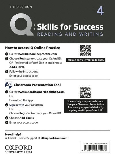 Q: Skills for Success: Level 4: Reading and Writing Teacher's Access Card 1