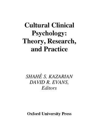Shahe S. Kazarian, David A. Evans - Cultural Clinical Psychology, Inbunden