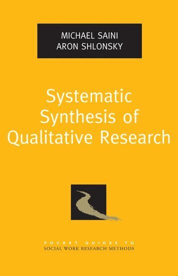 Michael Saini, Aron Shlonsky - Systematic Synthesis of Qualitative Research, Häftad
