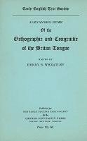bokomslag Alexander Hume of the Orthographie and Congruitie of the Britan Tongue