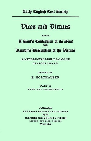 Vices and Virtues vol II from British Museum MS. Stowe 240 vol II Notes and Glossary 1