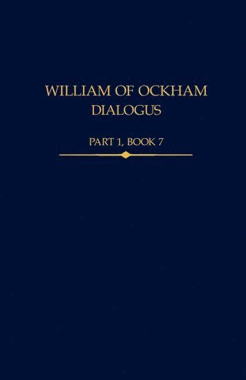 bokomslag William of Ockham, Dialogus Part 1, Book 7