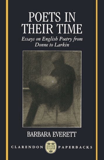 Barbara Everett - Poets in their Time, Häftad