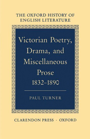 Paul Turner - Victorian Poetry, Drama, and Miscellaneous Prose 1832-1890, Inbunden